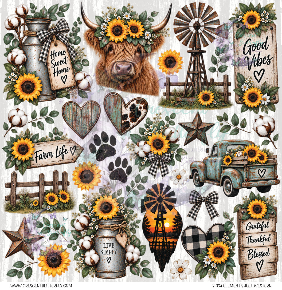 2-034-Element Sheet-Western UV DTF