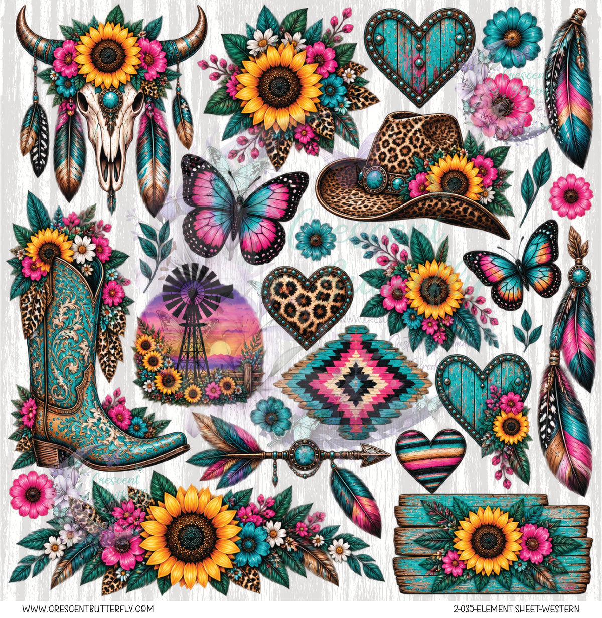2-035-Element Sheet-Western UV DTF