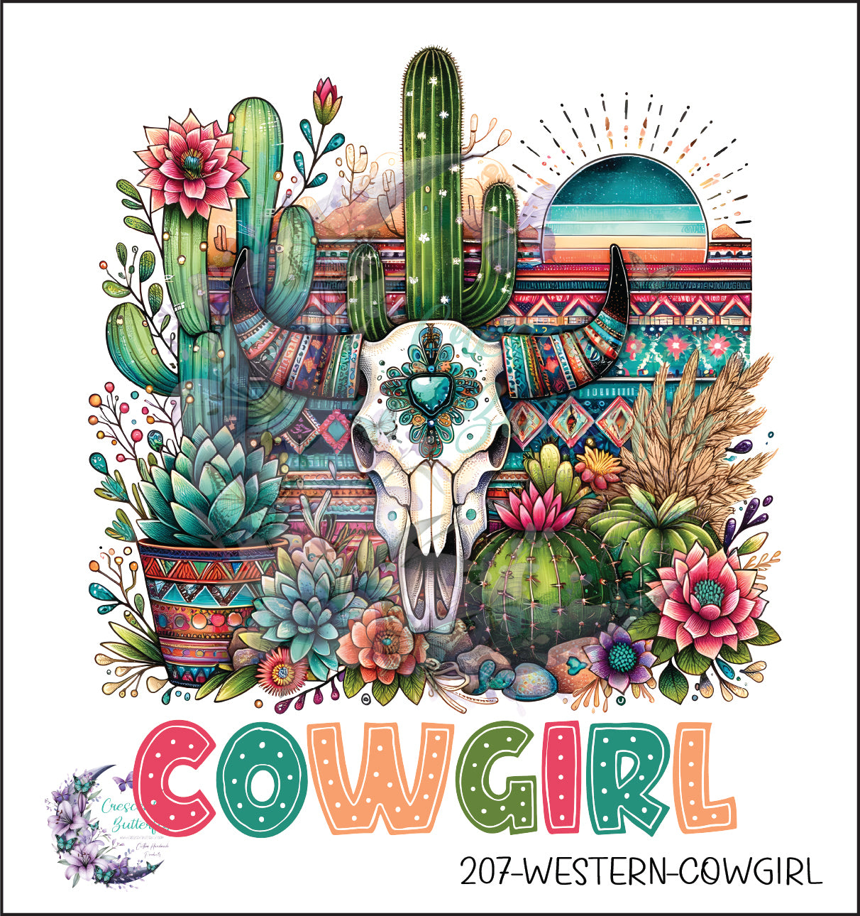 207-Western-Cowgirl UV DTF Decal