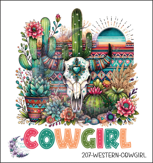 207-Western-Cowgirl UV DTF Decal