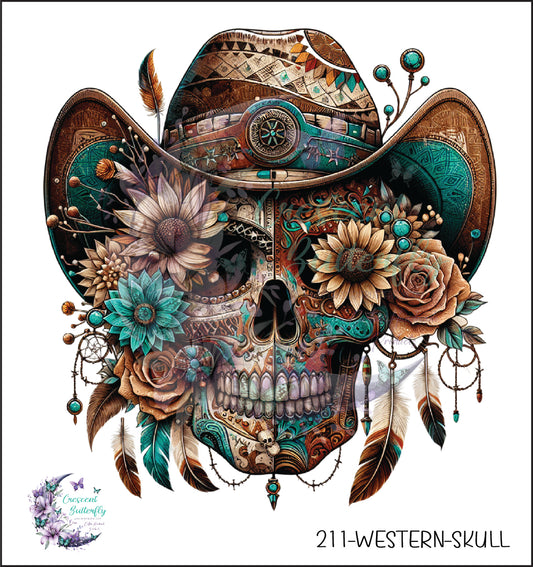 211-Western-Skull UV DTF Decal