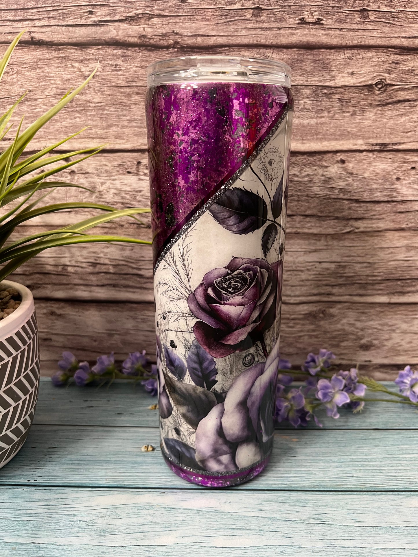 Webs and Roses Handmade Custom Epoxy Tumbler