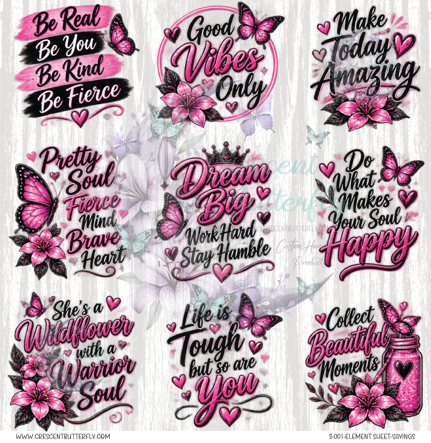 3-001-Element Sheet-Sayings UV DTF