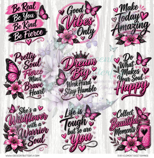 3-001-Element Sheet-Sayings UV DTF