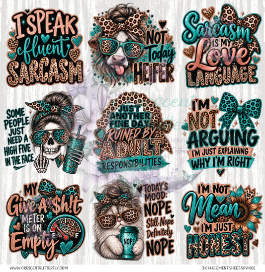 3-014-Element Sheet-Sayings UV DTF