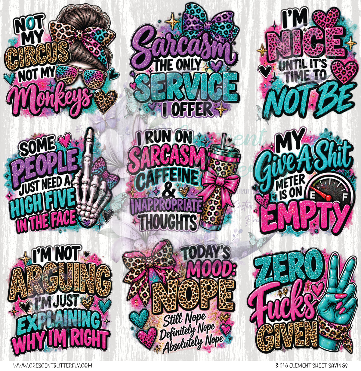 3-016-Element Sheet-Sayings UV DTF