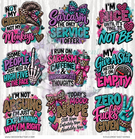 3-016-Element Sheet-Sayings UV DTF