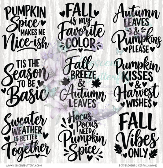 3-017-Element Sheet-Fall Sayings UV DTF