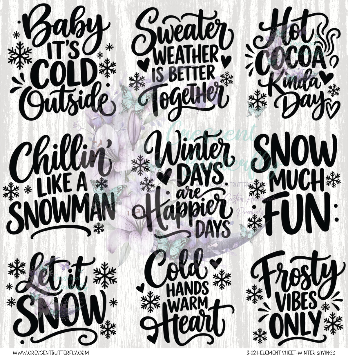3-021-Element Sheet-Winter Sayings UV DTF