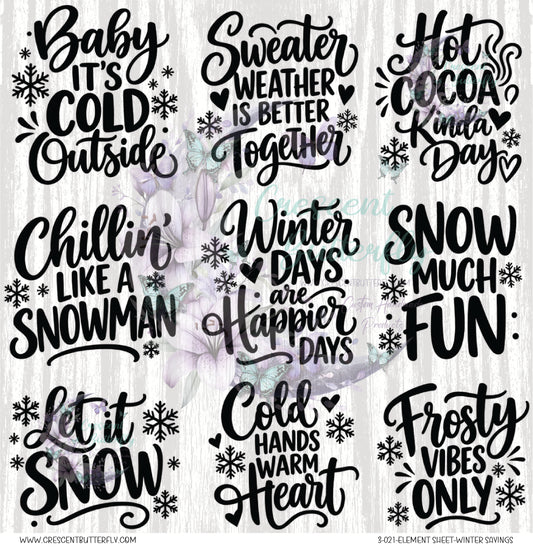 3-021-Element Sheet-Winter Sayings UV DTF