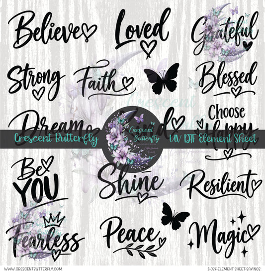 3-027-Element Sheet-Sayings UV DTF