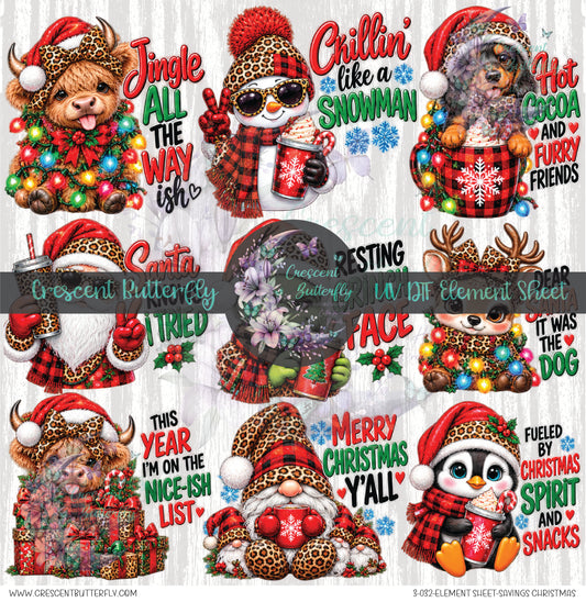 3-032-Element Sheet-Sayings Christmas UV DTF