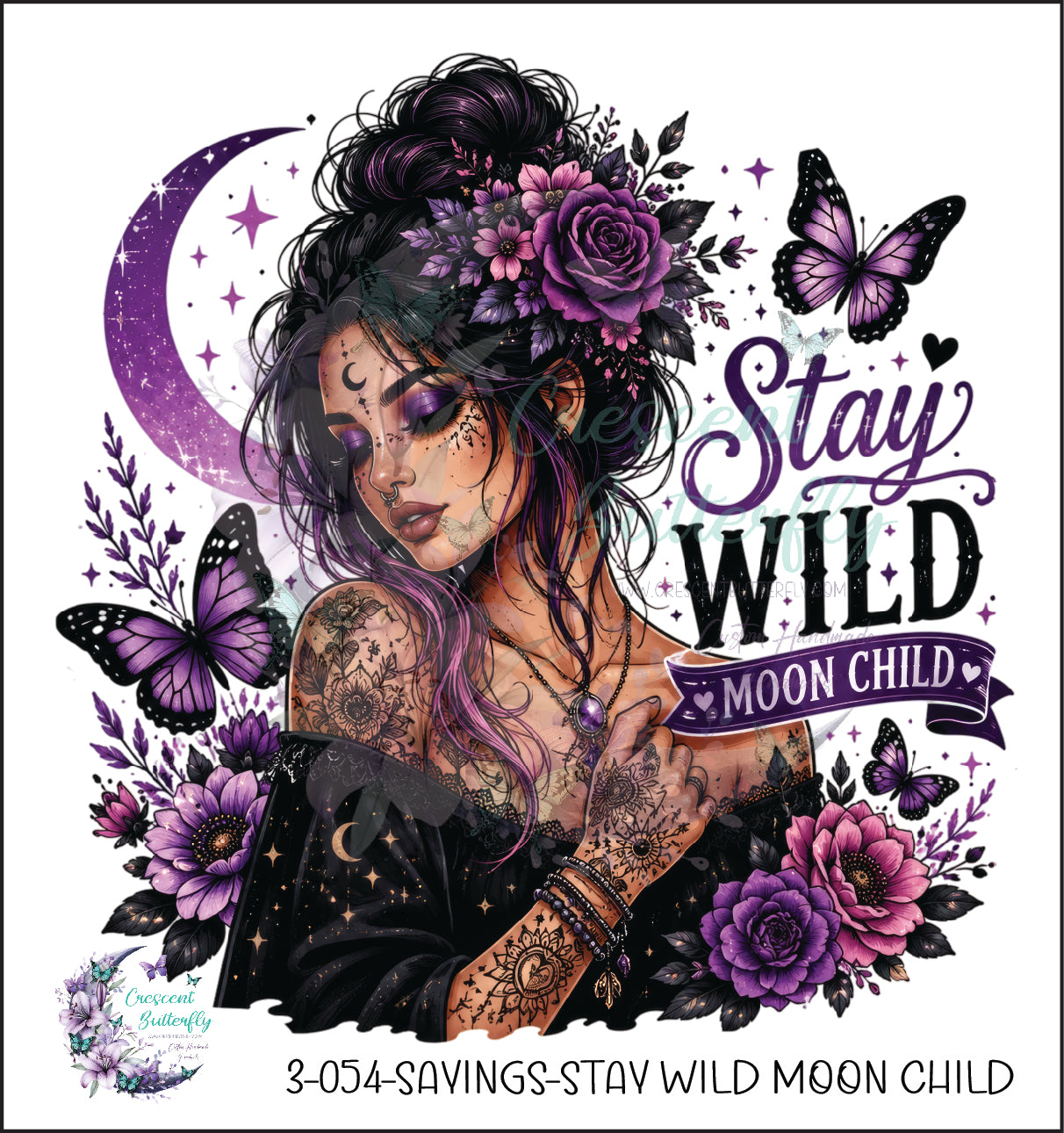 3-054-Sayings-Stay Wild Moon child UV DTF Decal