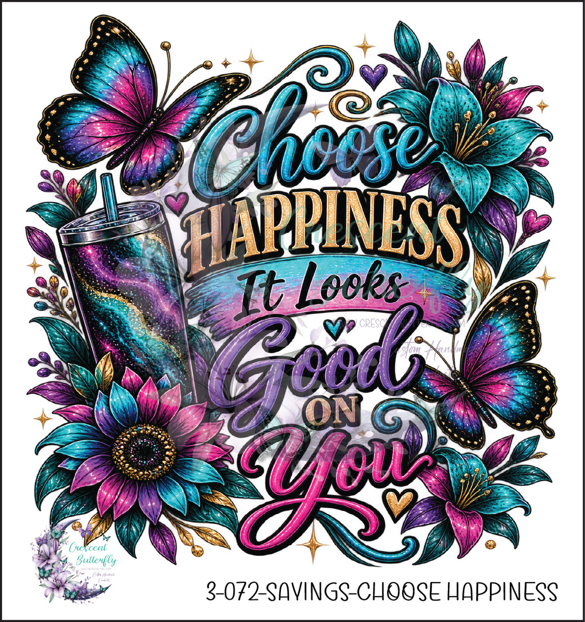 3-072-Sayings-Choose Happiness UV DTF Decal
