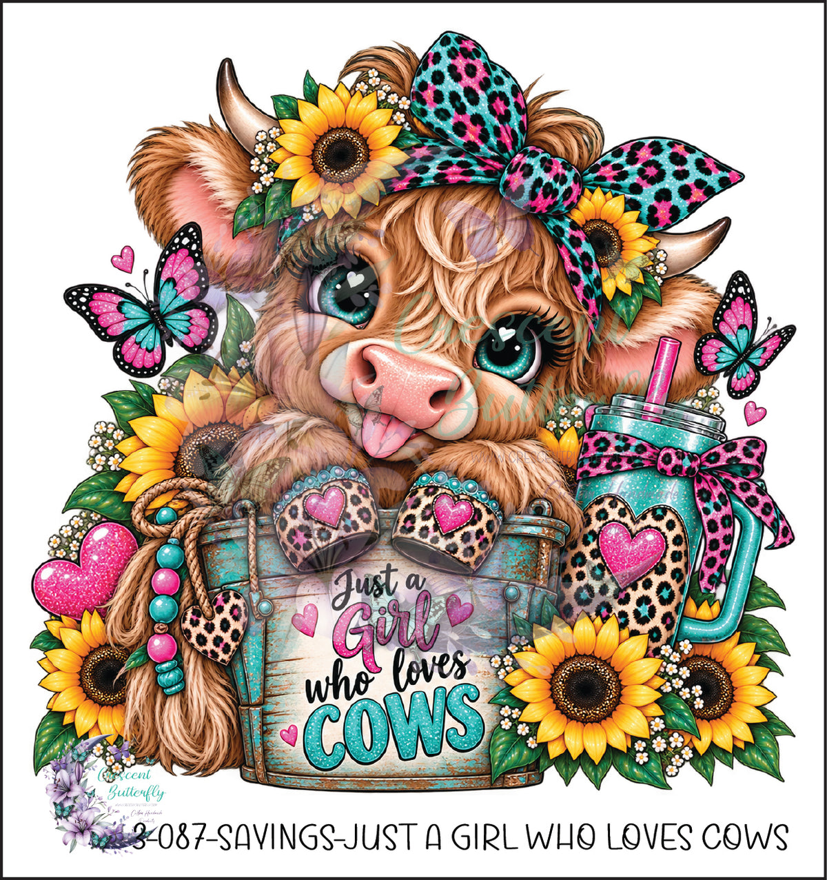 3-087-Sayings-Just A Girl Who Loves Cows UV DTF Decal