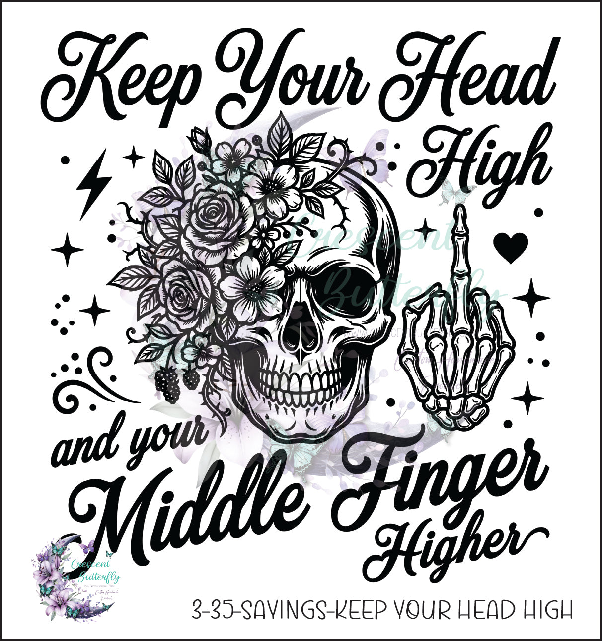 3-35-Sayings-Keep Your Head High UV DTF Decal
