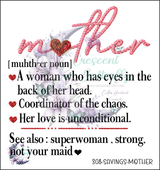 308-Sayings-Mother UV DTF Decal