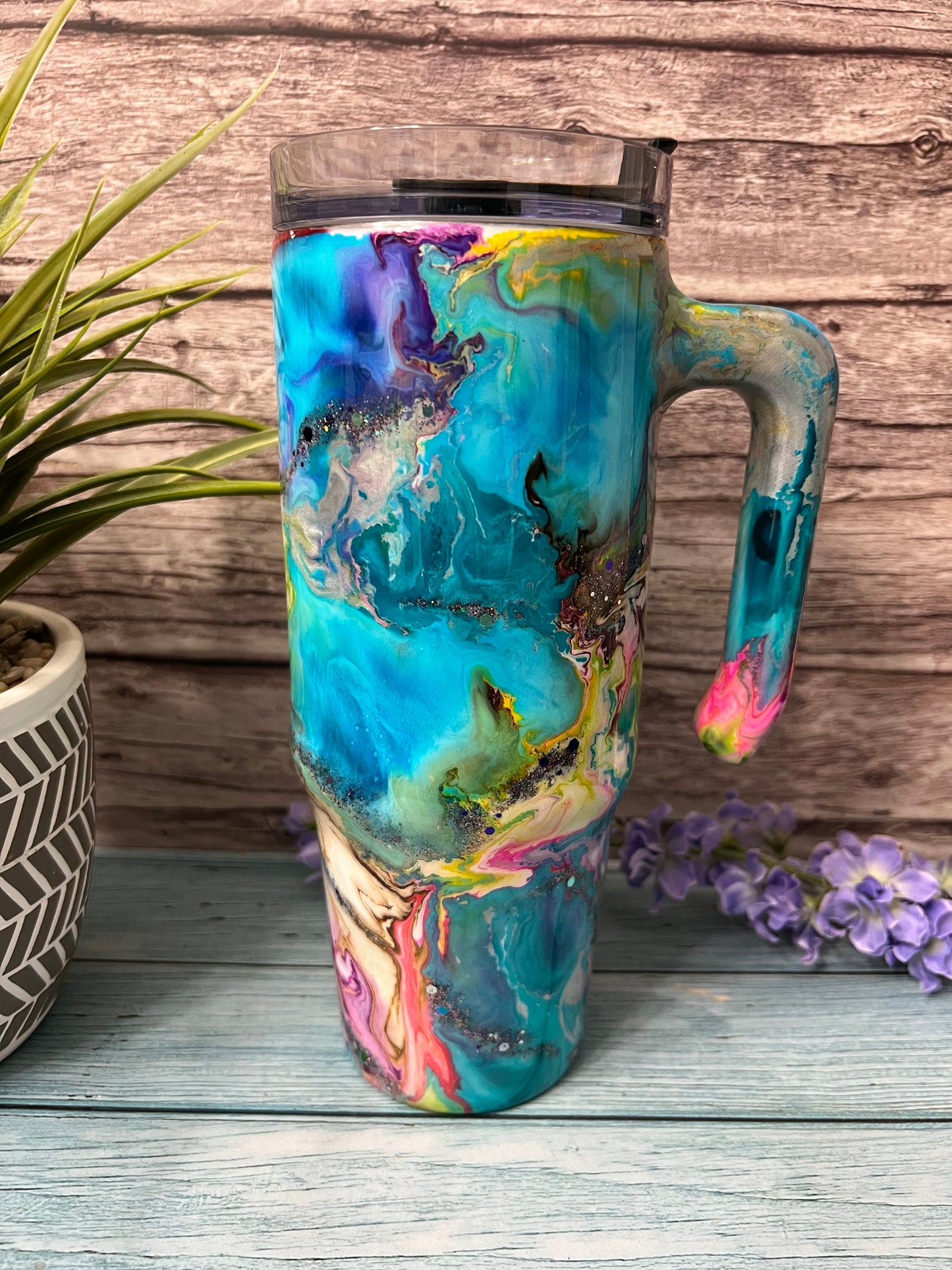 Tropical Meltdown Handmade Custom Epoxy Tumbler