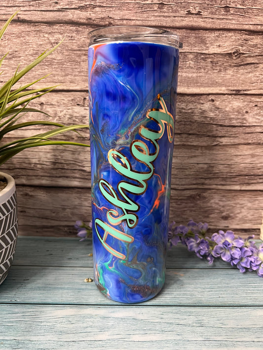 Blue Crush Handmade Custom Epoxy Tumbler