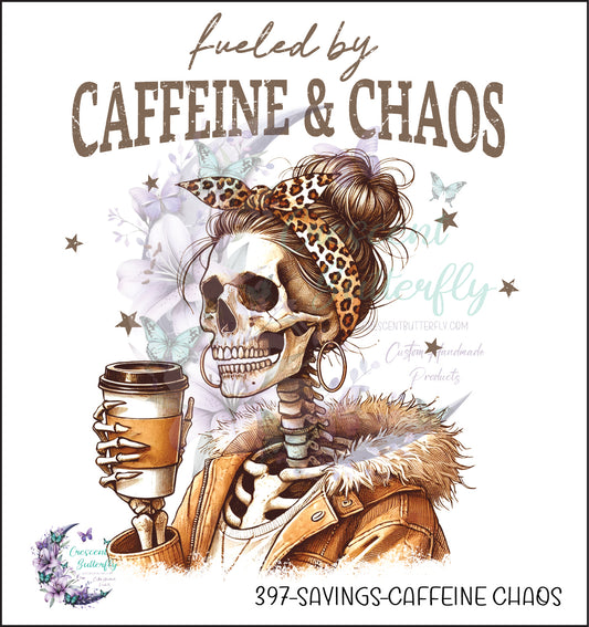 397-Sayings-Caffeine Chaos UV DTF Decal