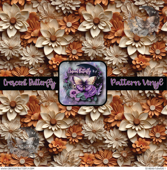 3D Boho Flowers 1 Printed Vinyl Sheet/Wrap