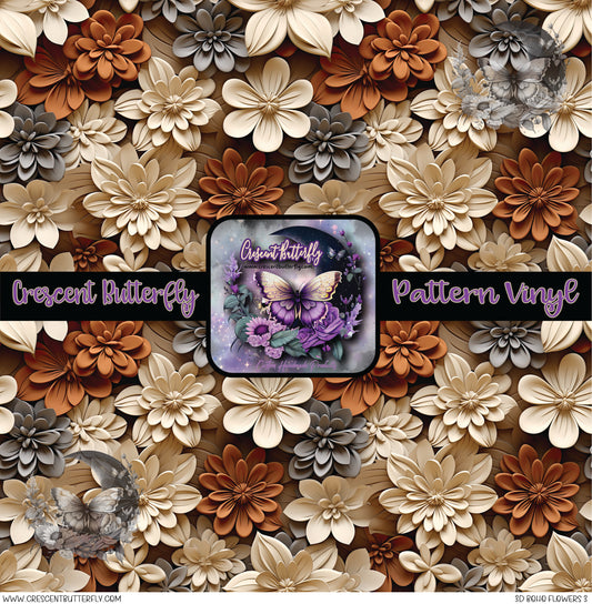 3D Boho Flowers 3 Printed Vinyl Sheet/Wrap