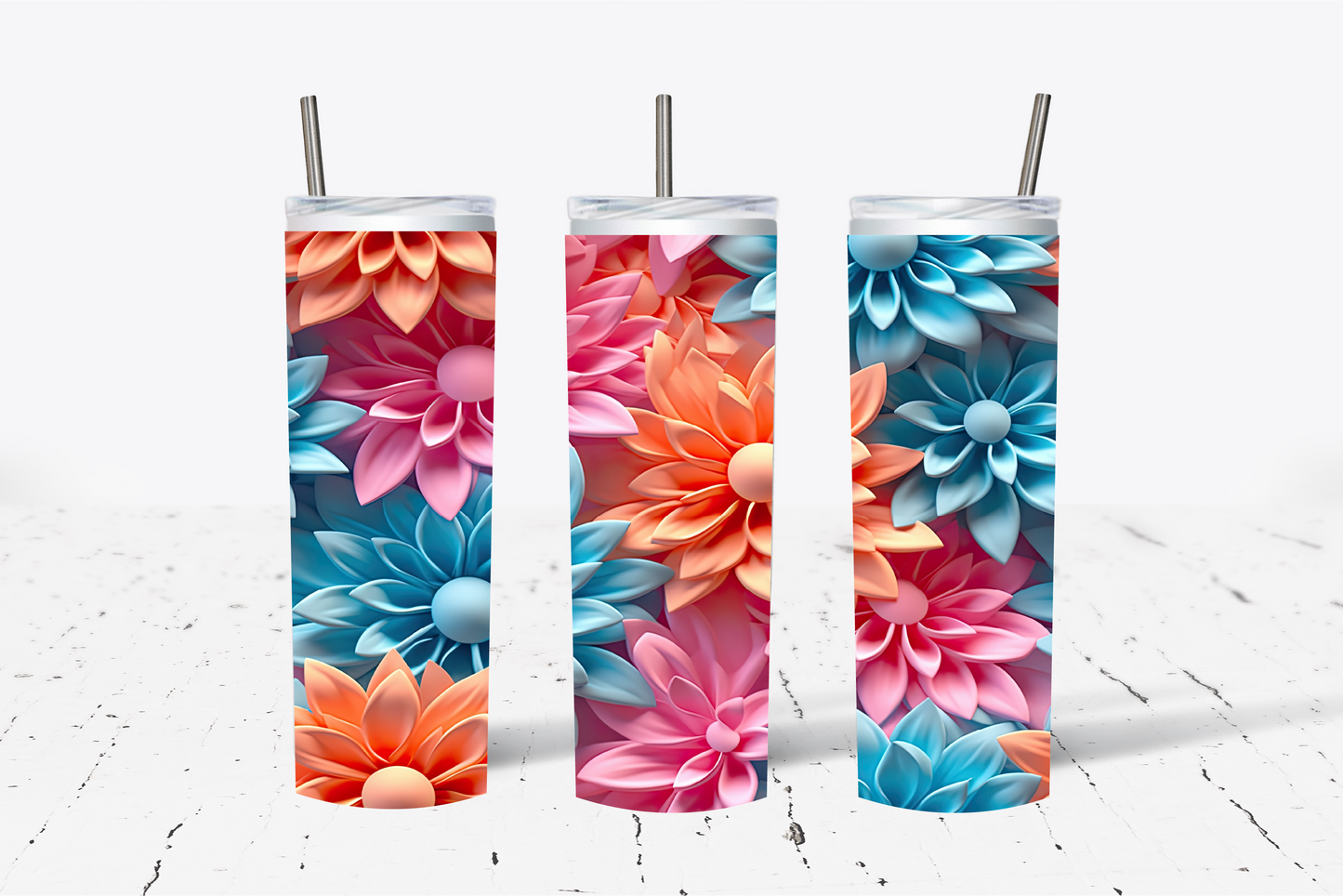 Bright Pastels Flower 3D Sublimation Tumbler