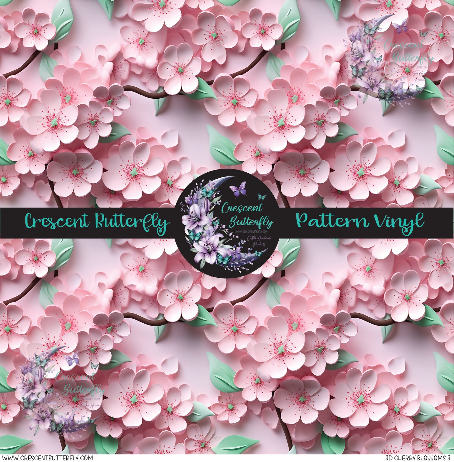 3D Cherry Blossoms 3 Printed Vinyl Sheet/Wrap