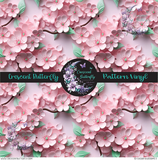 3D Cherry Blossoms 3 Printed Vinyl Sheet/Wrap