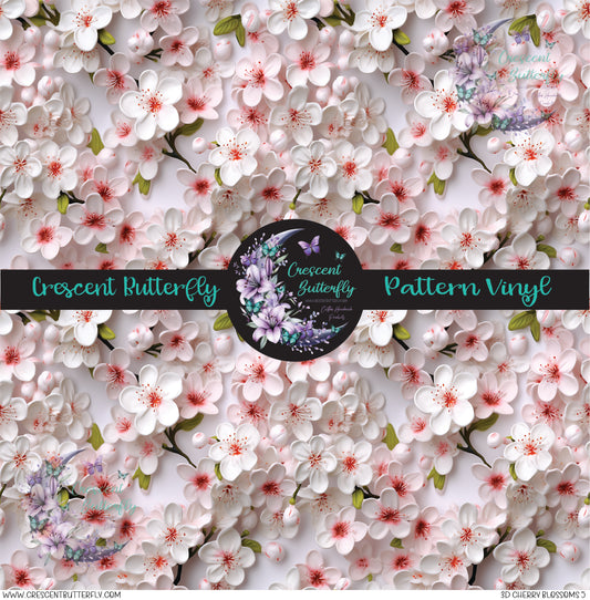 3D Cherry Blossoms 5 Printed Vinyl Sheet/Wrap
