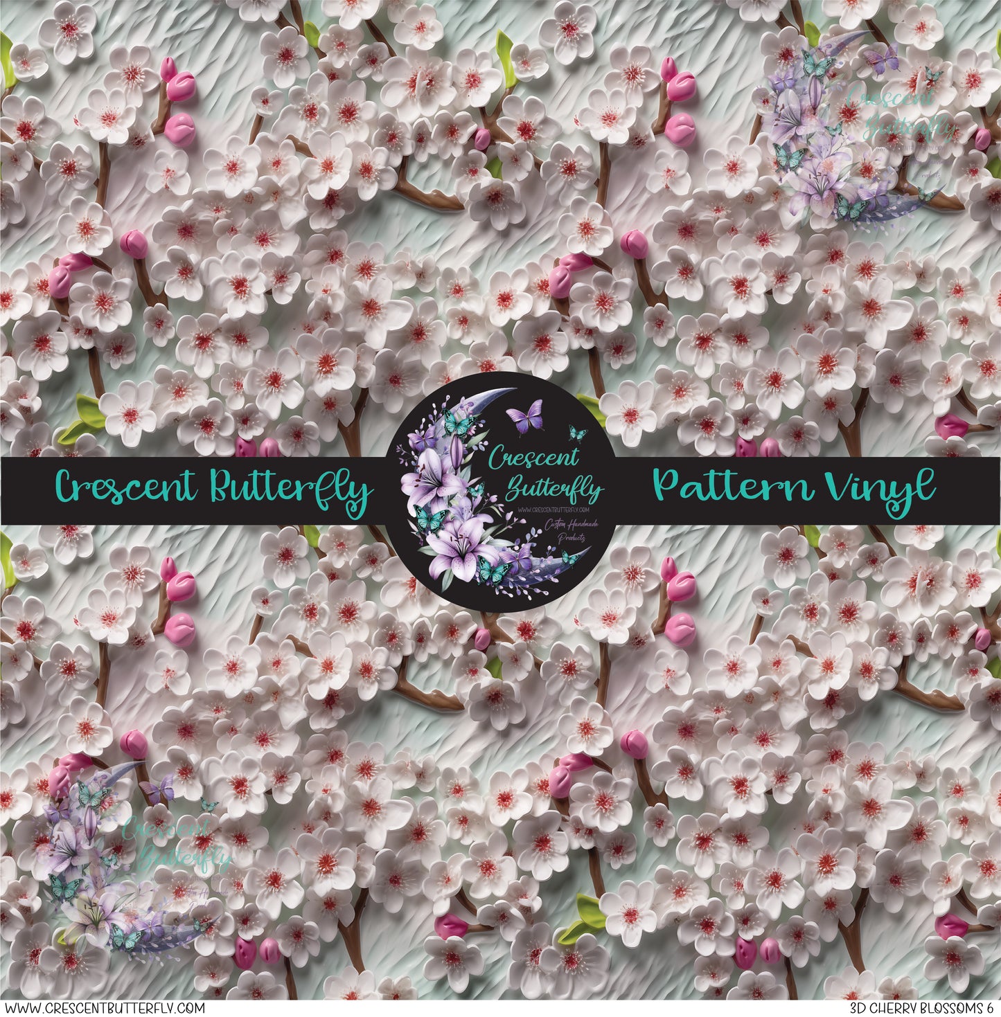 3D Cherry Blossoms 6 Printed Vinyl Sheet/Wrap