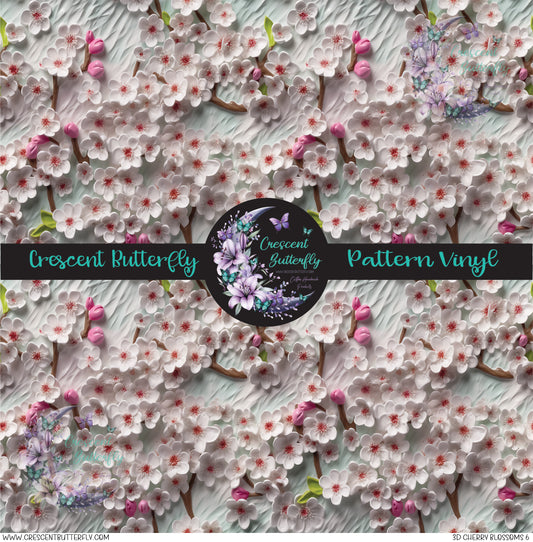3D Cherry Blossoms 6 Printed Vinyl Sheet/Wrap