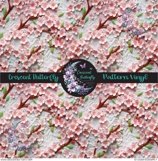 3D Cherry Blossoms 7 Printed Vinyl Sheet/Wrap