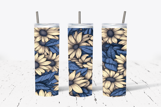 Cream Floral Flower 3D Sublimation Tumbler