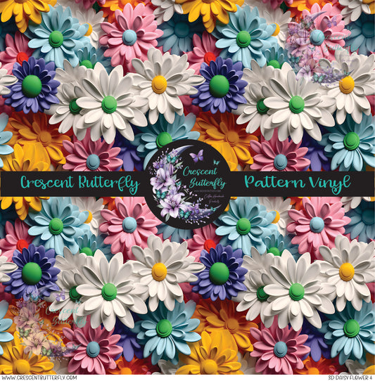 3D Daisy Flower 4 Printed Vinyl Sheet/Wrap