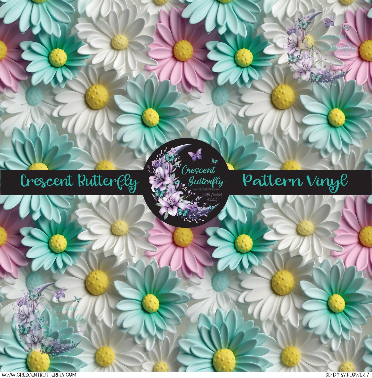3D Daisy Flower 7 Printed Vinyl Sheet/Wrap