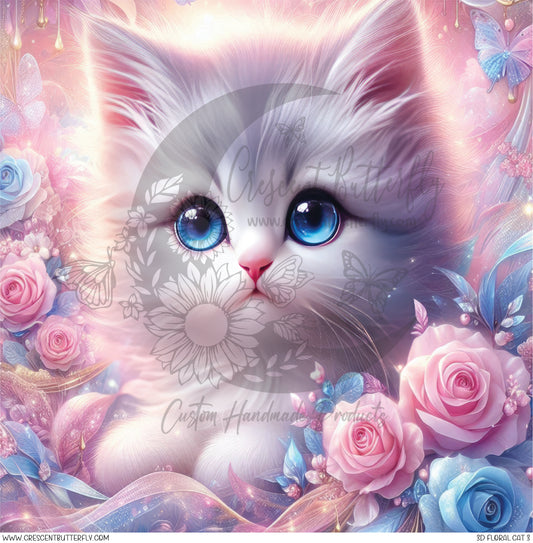 3D Floral Cat 3 Printed Vinyl Sheet/Wrap