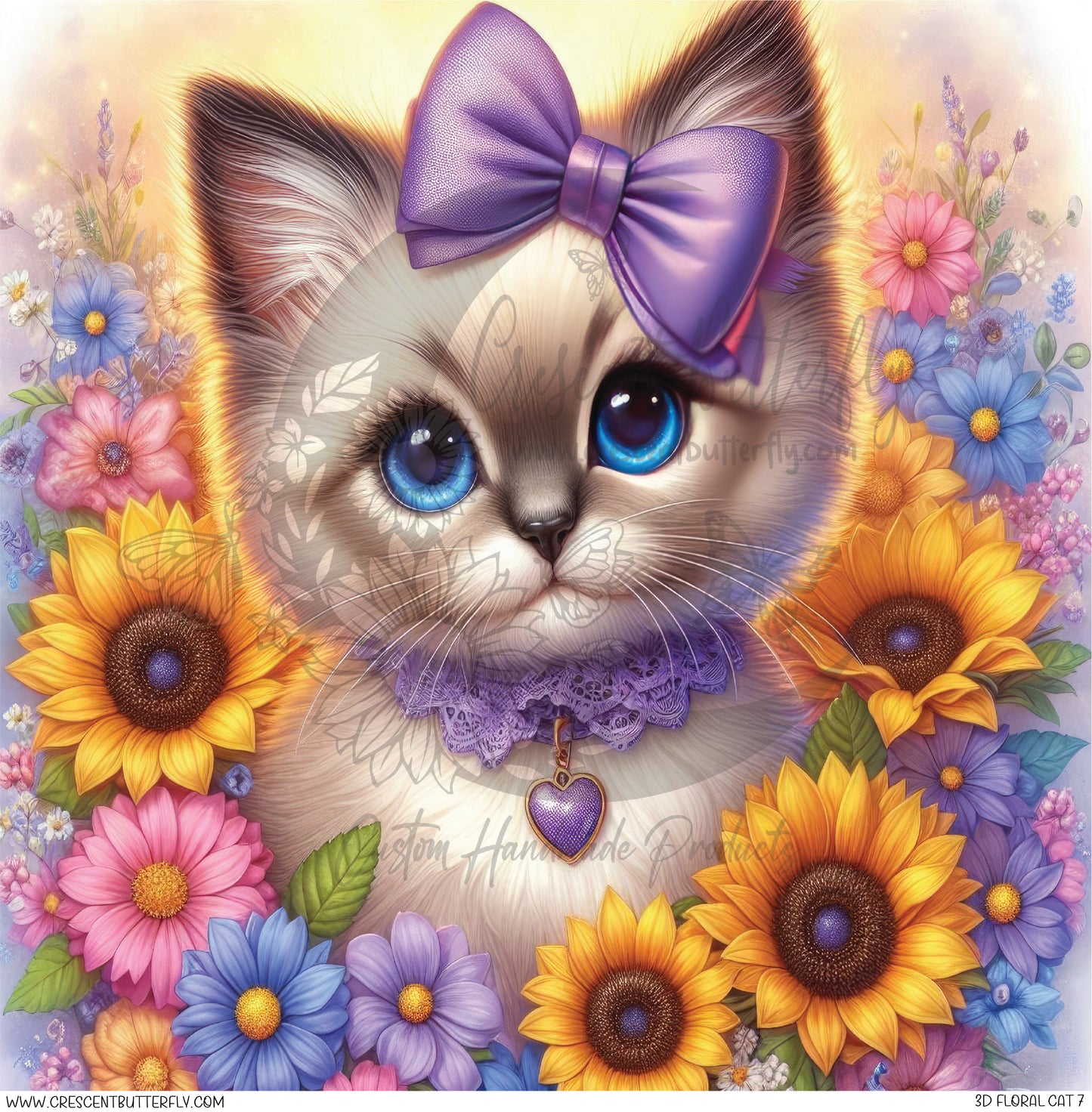 3D Floral Cat 7 Printed Vinyl Sheet/Wrap
