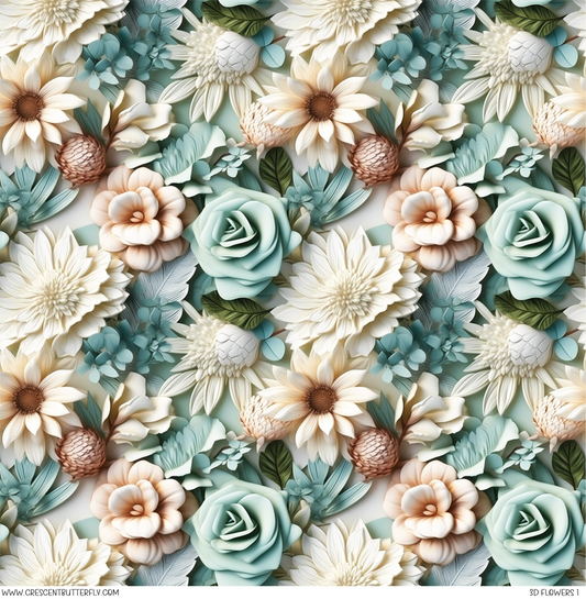 3D Flowers 1 Printed Vinyl Sheet/Wrap