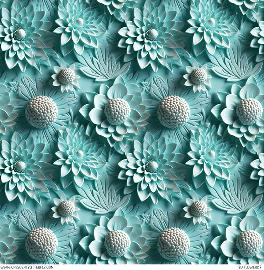 3D Flowers 7 Printed Vinyl Sheet/Wrap