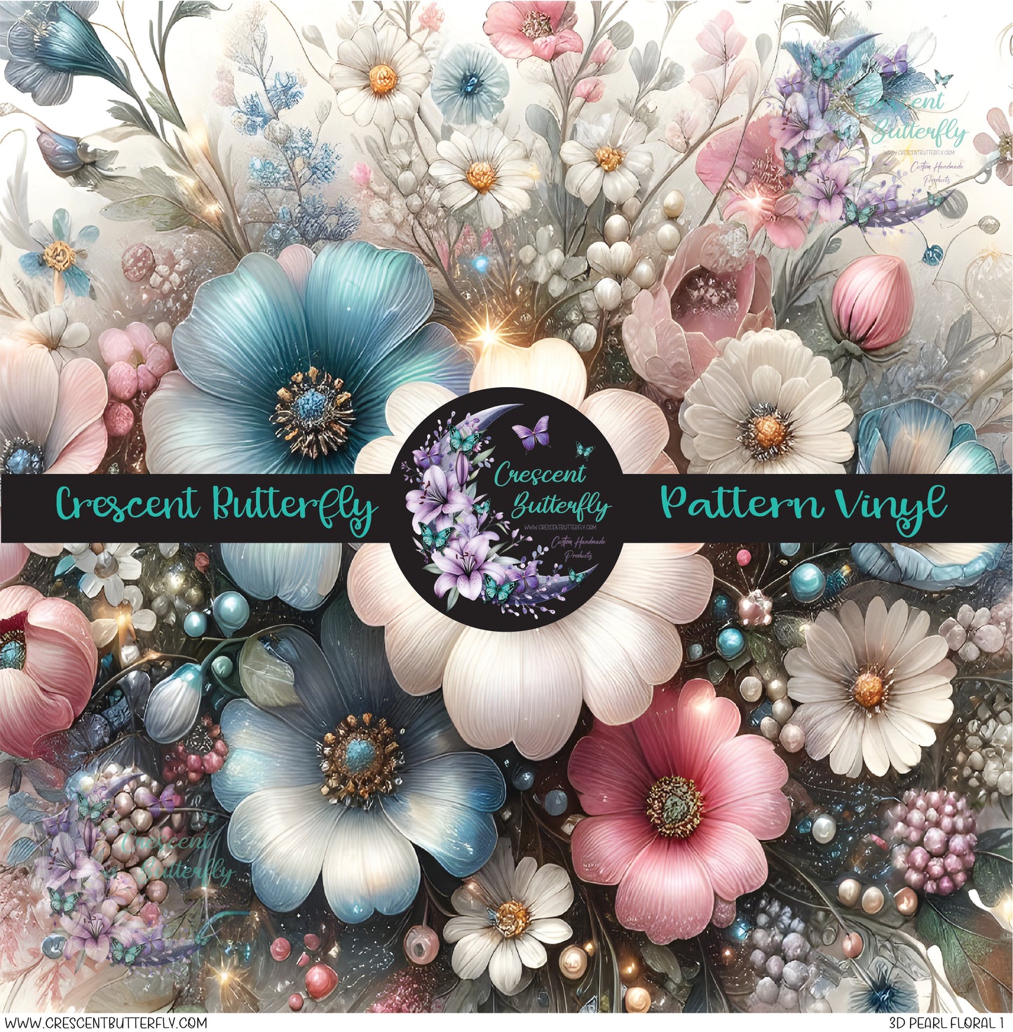 3D Pearl Floral 1 Printed Vinyl Sheet/Wrap