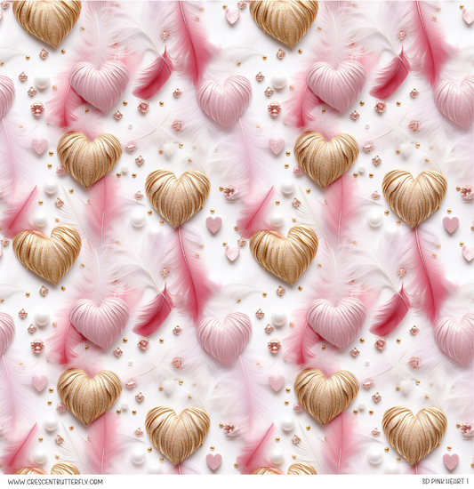 3D Pink Heart 1 Vinyl Sheet/Wrap