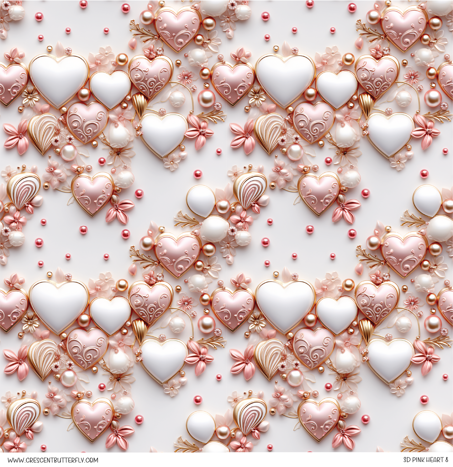 3D Pink Heart 8 Vinyl Sheet/Wrap