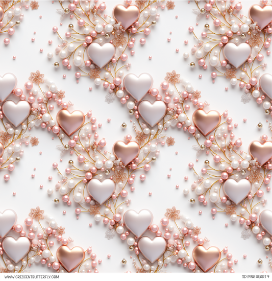 3D Pink Heart 9 Vinyl Sheet/Wrap