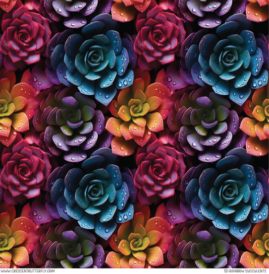 3D Rainbow Succulents Pattern Vinyl Sheet/Wrap