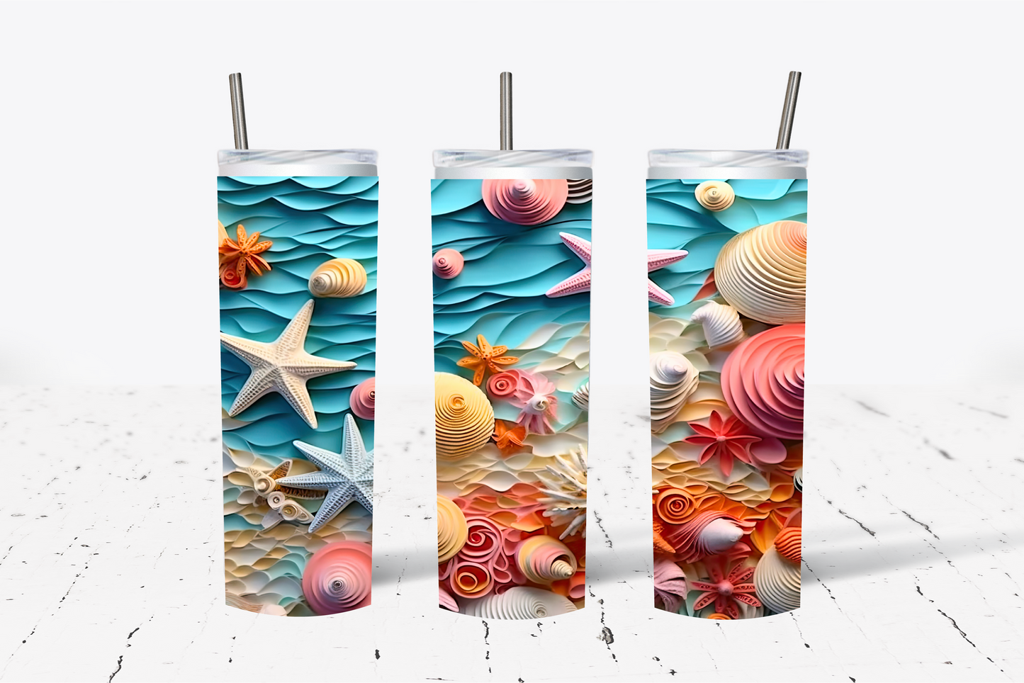 Seashells Beach 3D Sublimation Tumbler