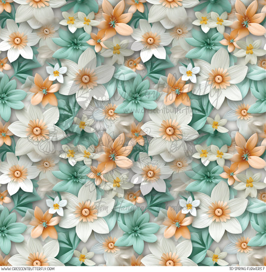 3D Spring Flowers 7 Printed Vinyl Sheet/Wrap