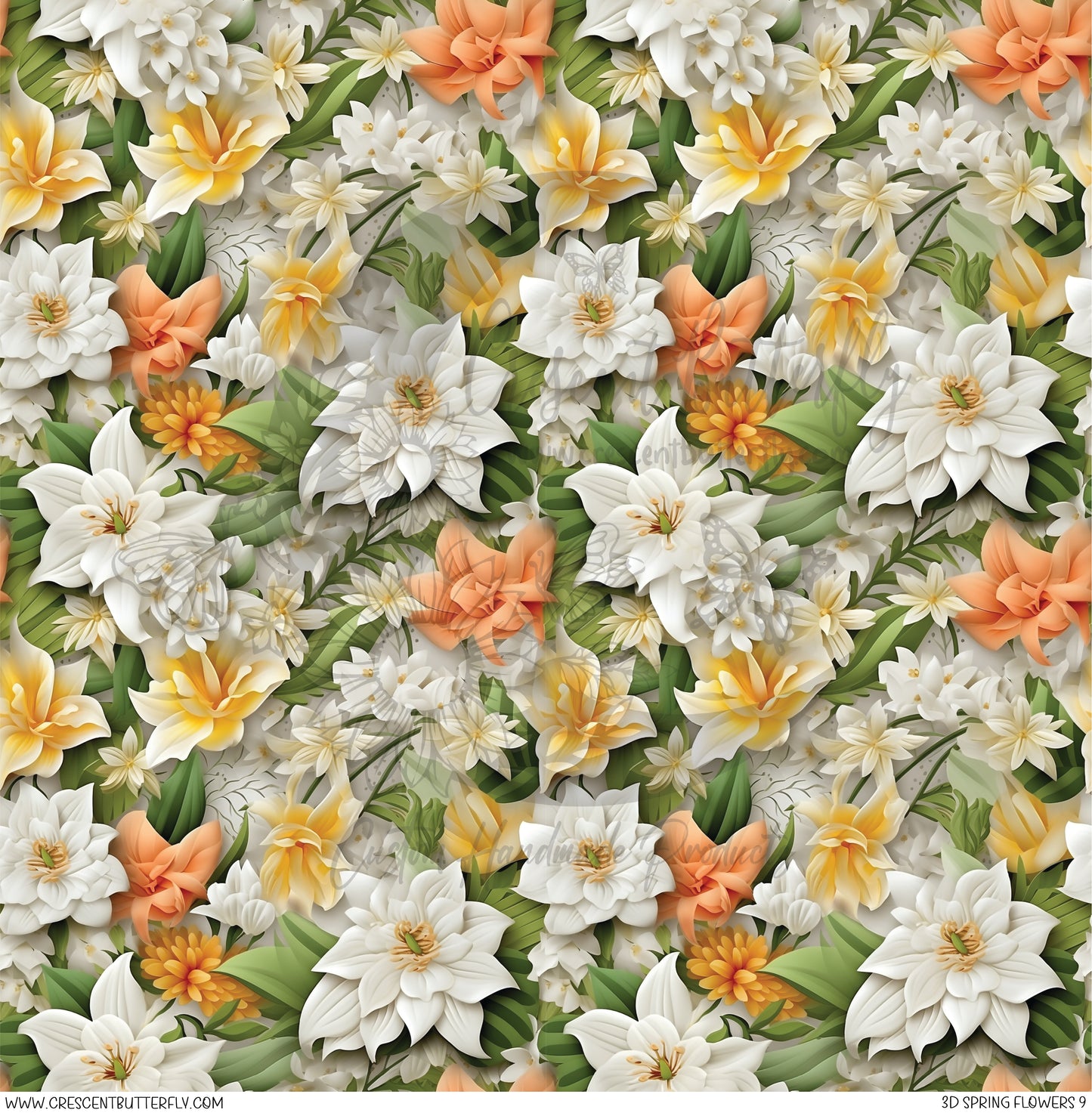 3D Spring Flowers 9 Printed Vinyl Sheet/Wrap