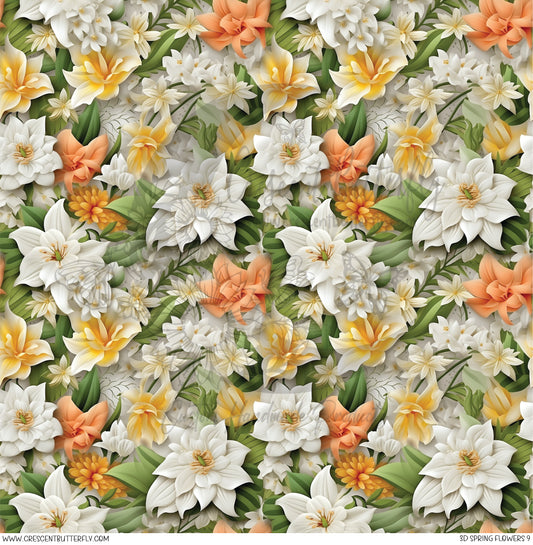 3D Spring Flowers 9 Printed Vinyl Sheet/Wrap