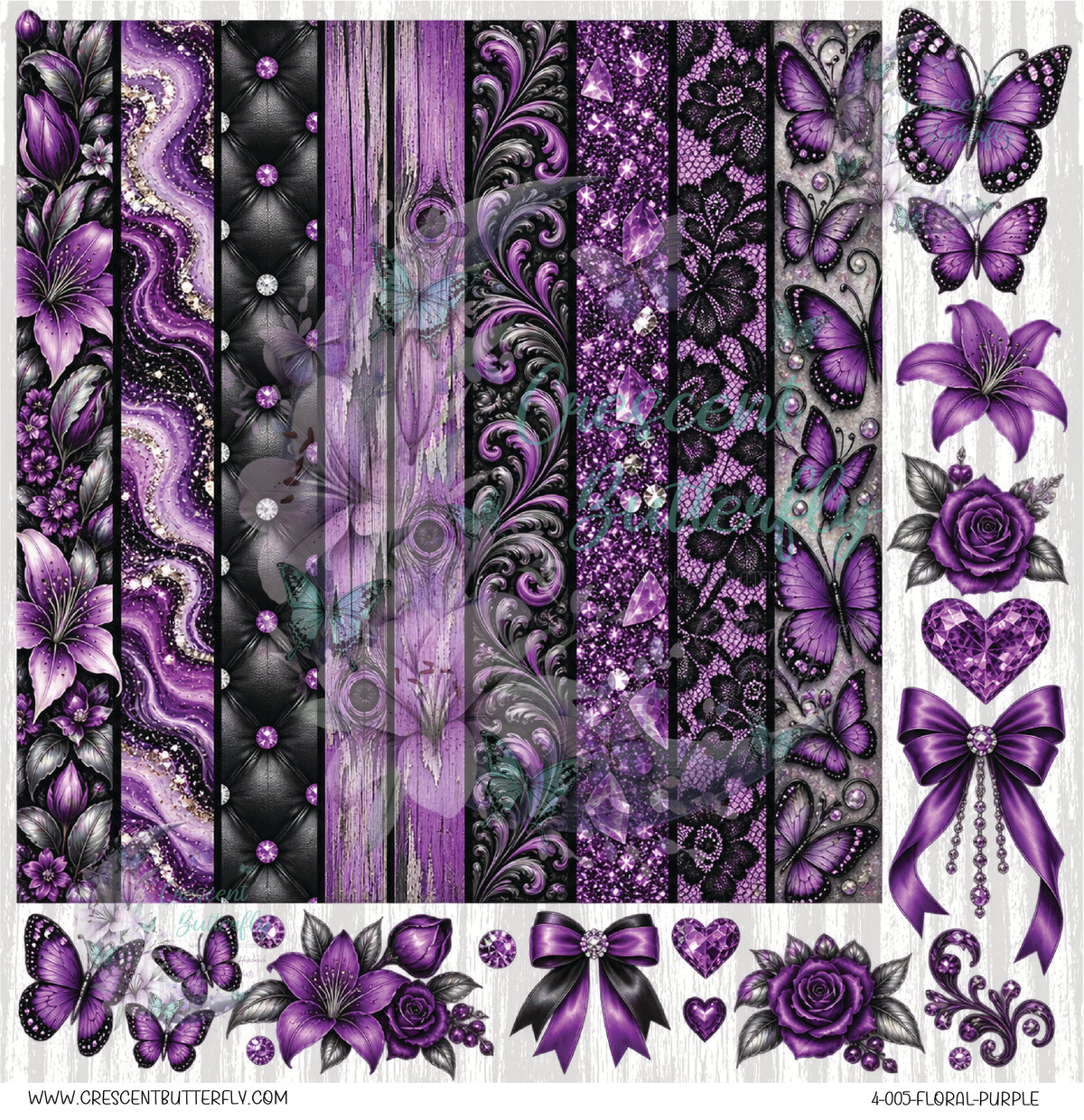 4-005-Floral-Purple 10x10 UV DTF Sheet